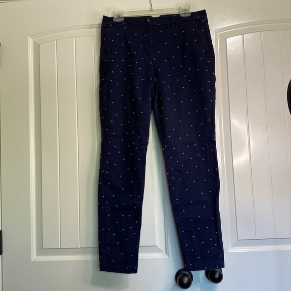 Boden Rachel Spot Chino NAVY WITH BLUE POLKA DOTS Trousers Sz 8 - Picture 5 of 15